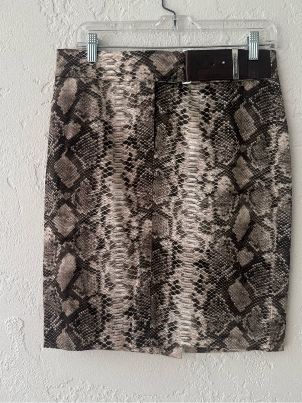 Michael Kors Brown and Black Snake-Print Pencil Skirt